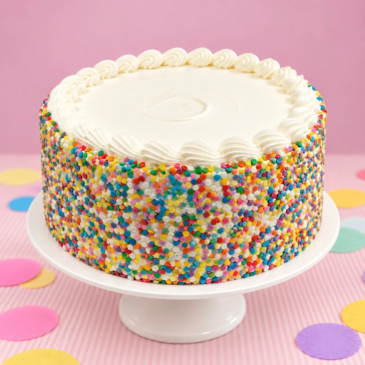 White Confetti Cake