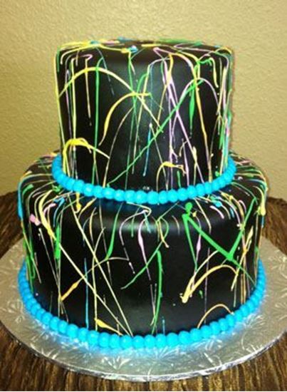 Picture of Paint Splatter Birthday Cake