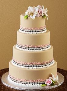 Picture of Mocha Brown & Pink Wedding Cake