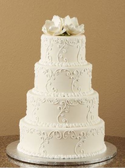 Picture of Sugar Magnolia Scrolled Wedding Cake
