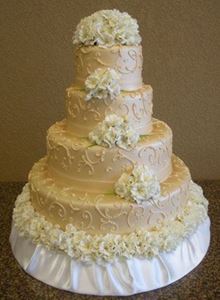 Picture of Champagne Gold Scrolled Wedding Cake