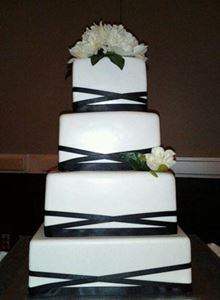 Picture of Square Crisscross Ribbon Wedding Cake