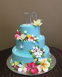 Picture of Blue Floral Birthday Cake