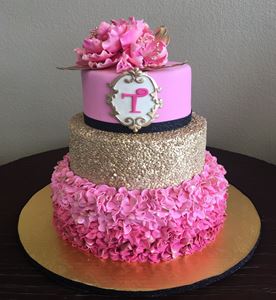 Picture of Gold Sequin Ruffle Cake