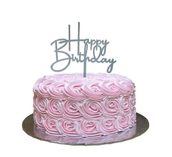 Picture of Silver Happy Birthday Cake Topper